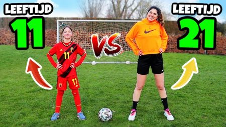 Celine & Michiel – 11 Jarige vs 21 Jarige – Voetbal Challenges Met Straf #276