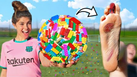 Celine & Michiel – Lego Voetbal Challenge Op Blote Voeten! *Pijnlijk* #305