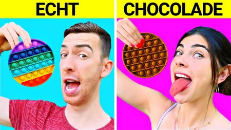 Celine & Michiel – Echt vs Chocolade Pop-It Voedsel Challenge!! #311