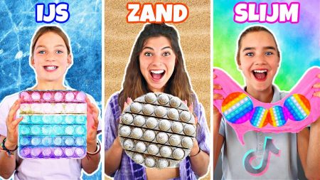 Celine & Michiel – DIY IJs vs Zand vs Slijm Pop-It Maken!! (Fidget Toy Challenge) #308