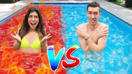 Celine & Michiel – Hot vs Cold Zwembad Challenge! *Heet vs Ijskoud* 😱 #330